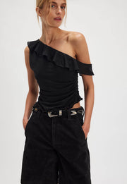 Isla One Shoulder Top - Black