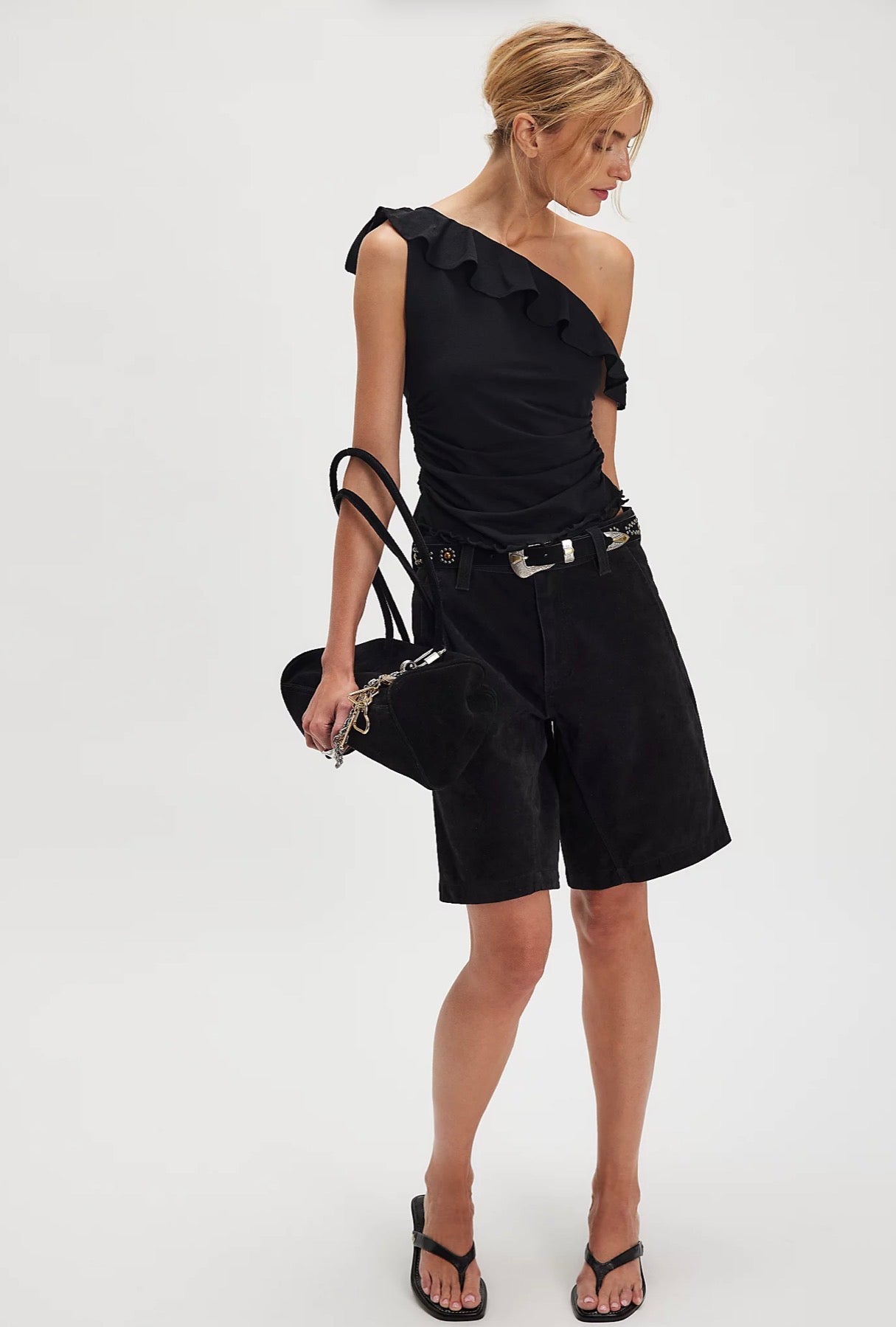 Isla One Shoulder Top - Black