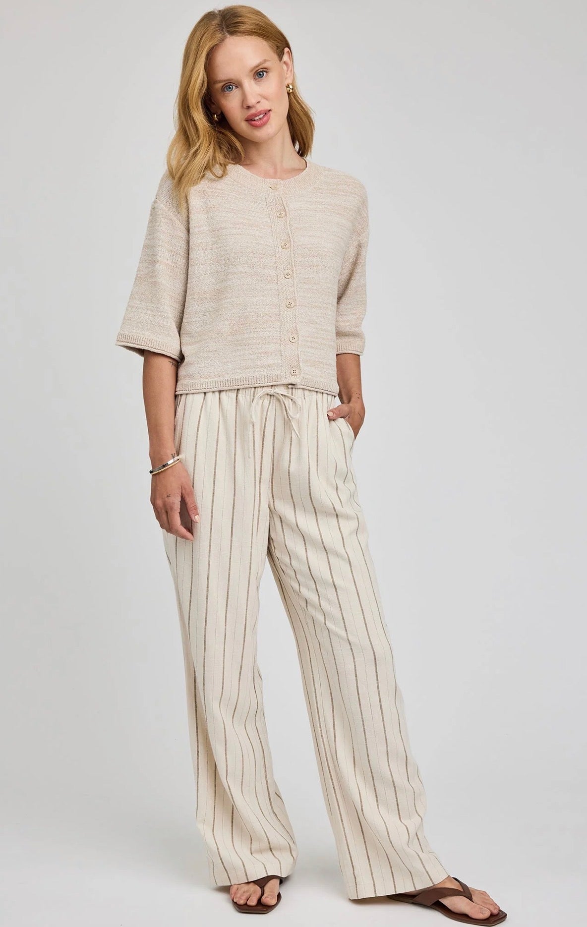 Finley Linen Pant - Linen Stripe
