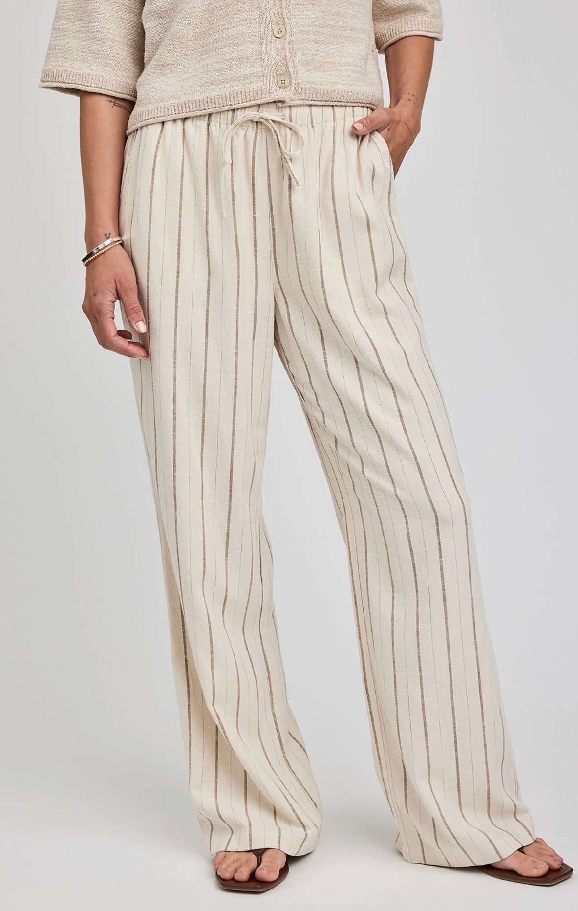 Finley Linen Pant - Linen Stripe