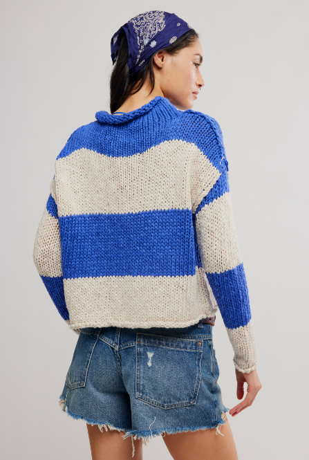 Opal Rugby Stripe Sweater- Cobalt Combo