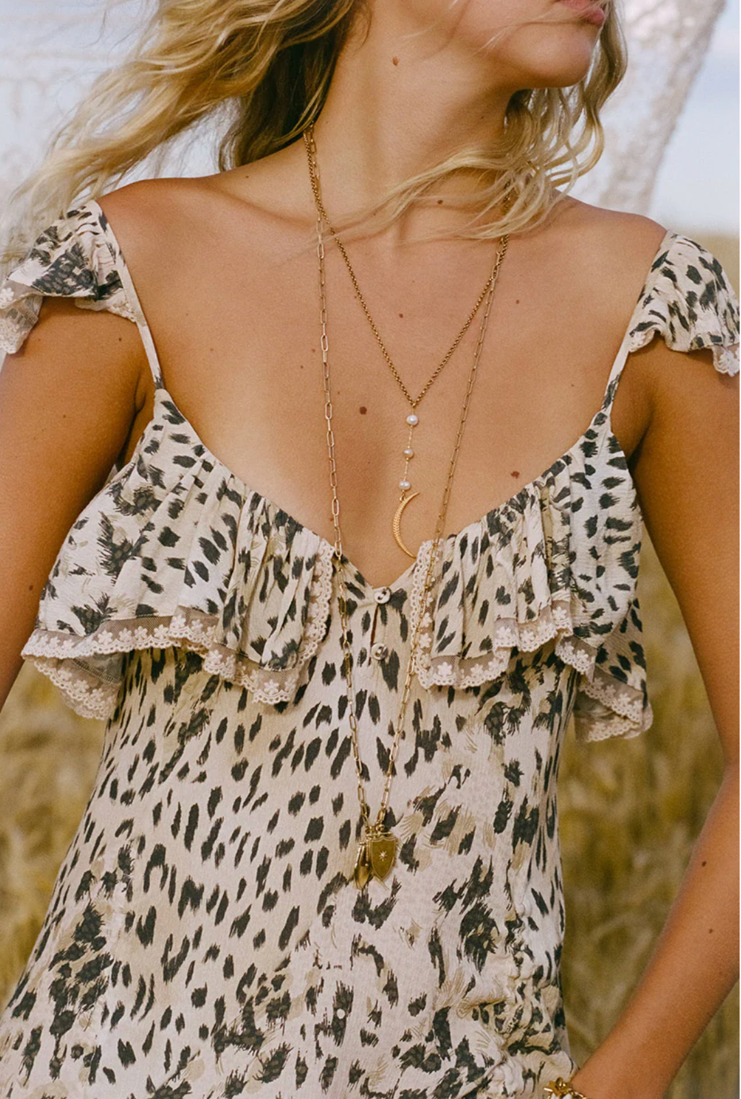 Snow Leopard Strappy Gown - Animal