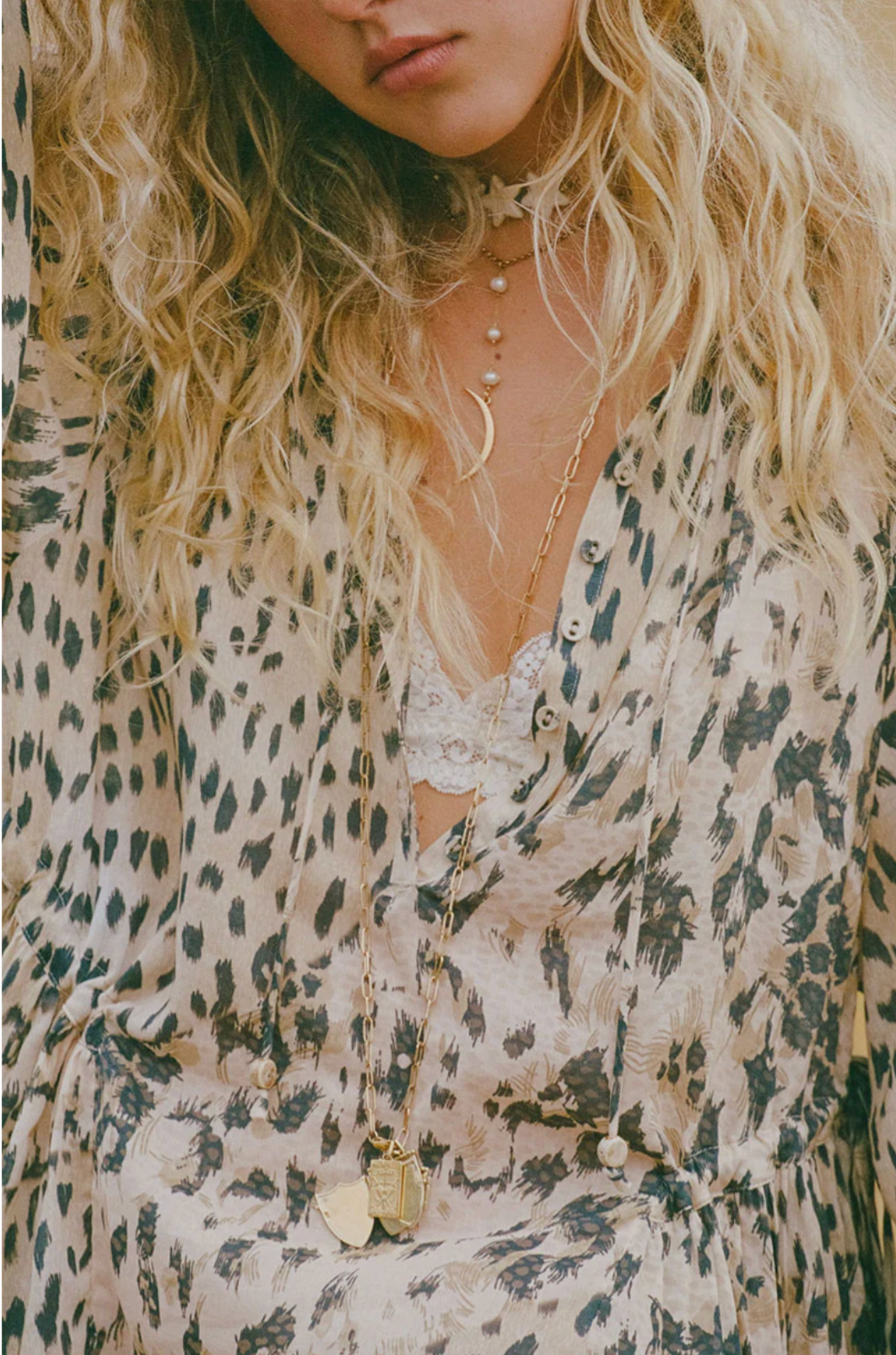 Snow Leopard Asymmetric Blouse - Animal