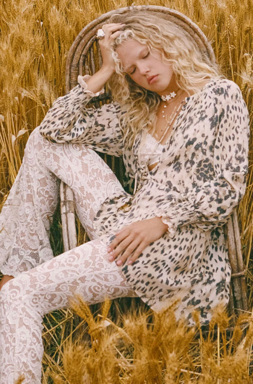 Snow Leopard Asymmetric Blouse - Animal