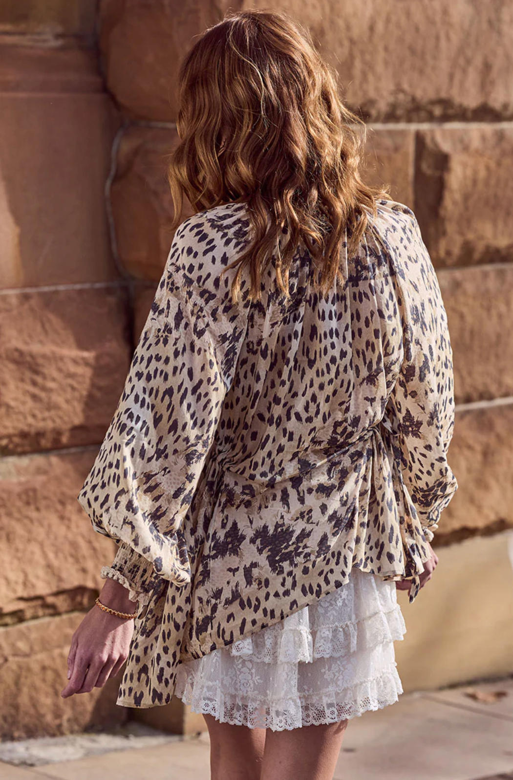 Snow Leopard Asymmetric Blouse - Animal