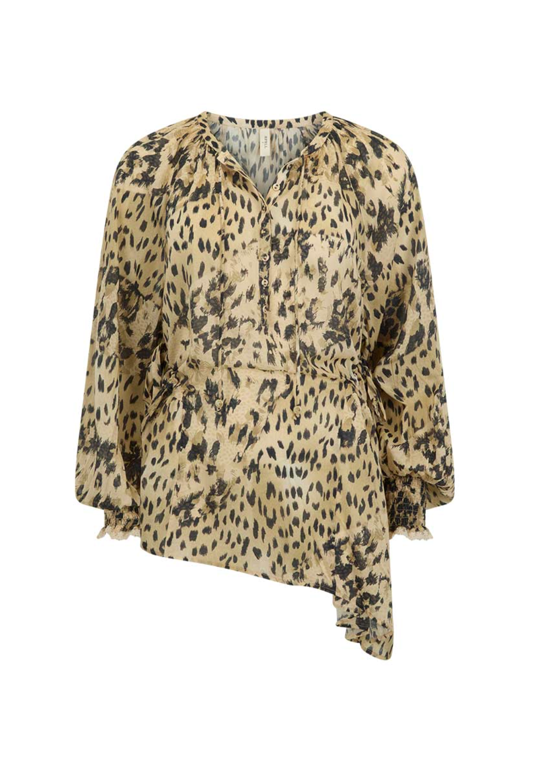 Snow Leopard Asymmetric Blouse - Animal