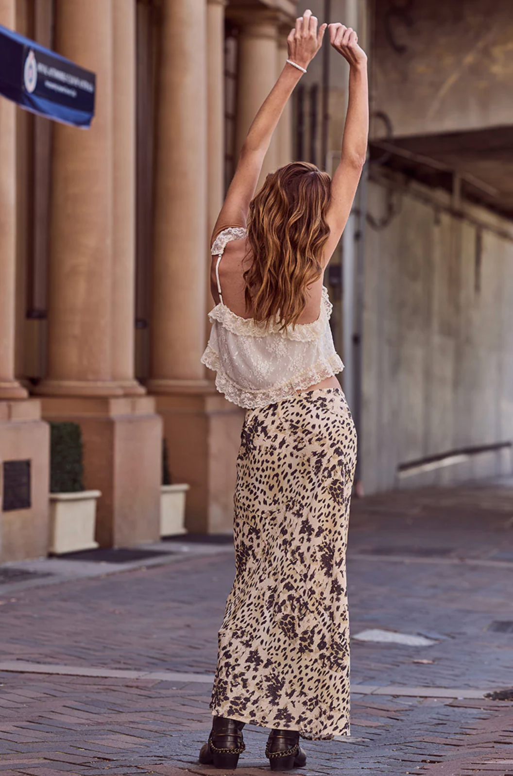 Snow Leopard Bias Maxi Skirt - Animal