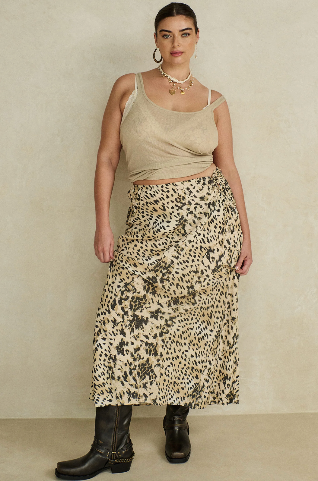 Snow Leopard Bias Maxi Skirt - Animal
