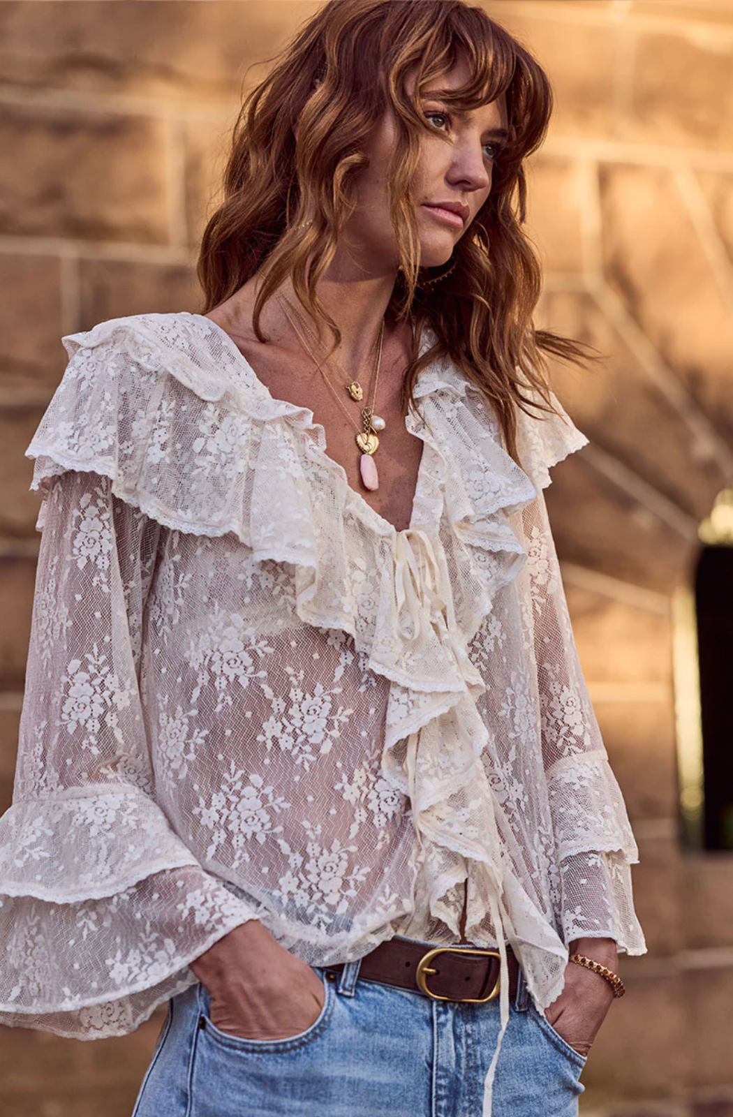 Labyrinth Lace Blouse - Cloud Cream