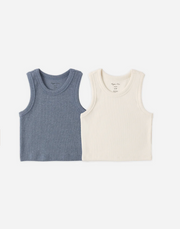 Ribbed Tank Set - Natural Heathered Marine