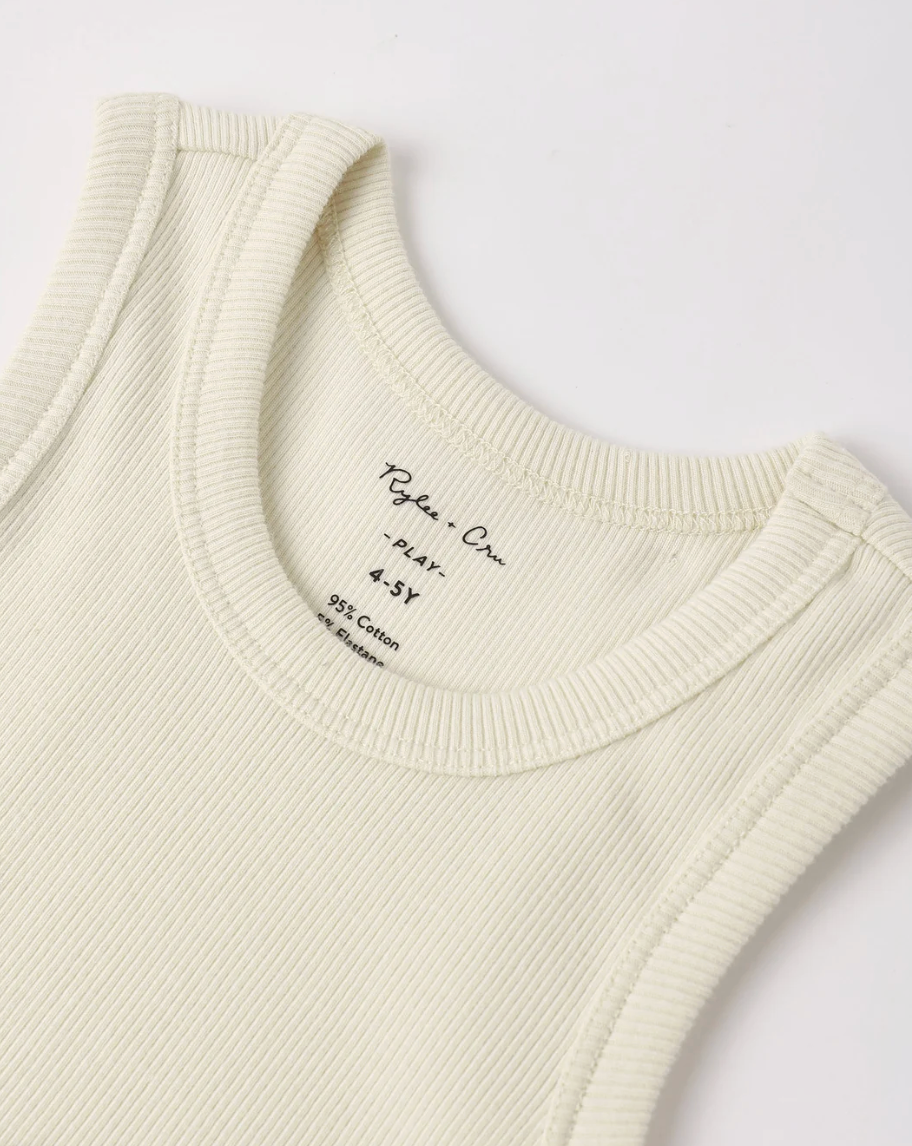 Ribbed Tank Set - Natural Heathered Marine
