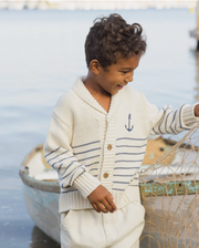 Shawl Cardigan - Natural And Marine