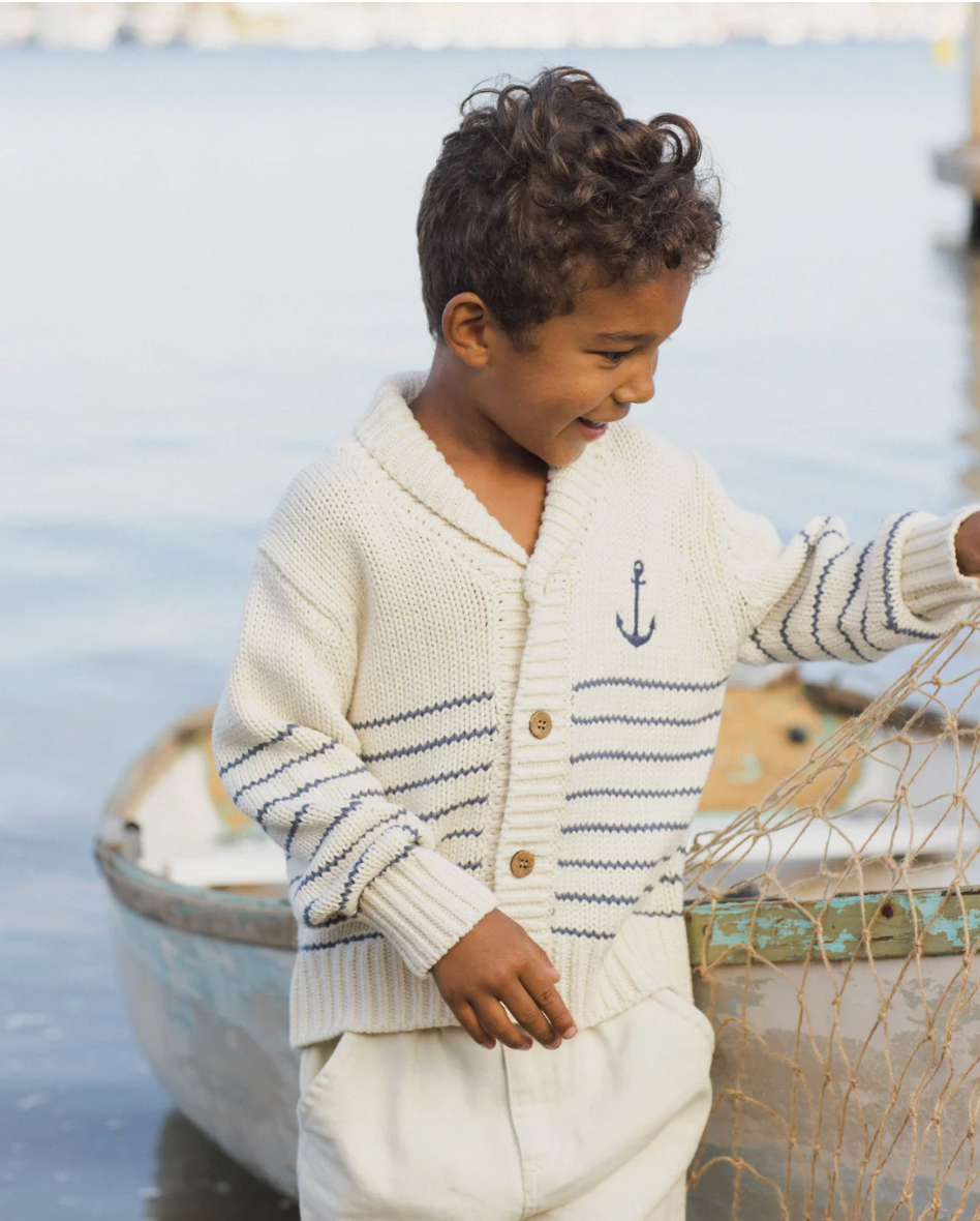 Shawl Cardigan - Natural And Marine
