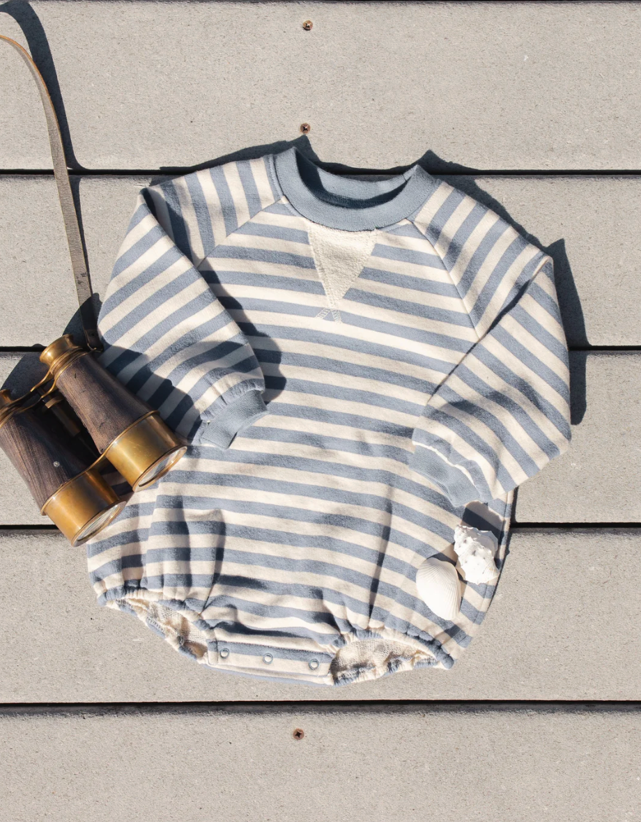 Crewneck Romper - Marine Stripe