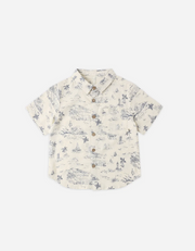 Collared Short Sleeve Shirt - Ocean Toile