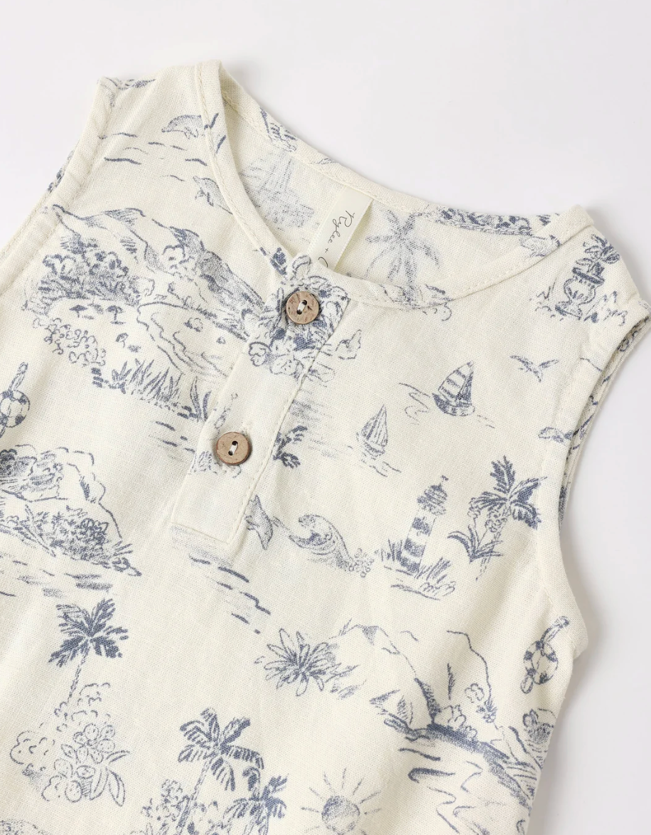 Beau Romper - Ocean Toile