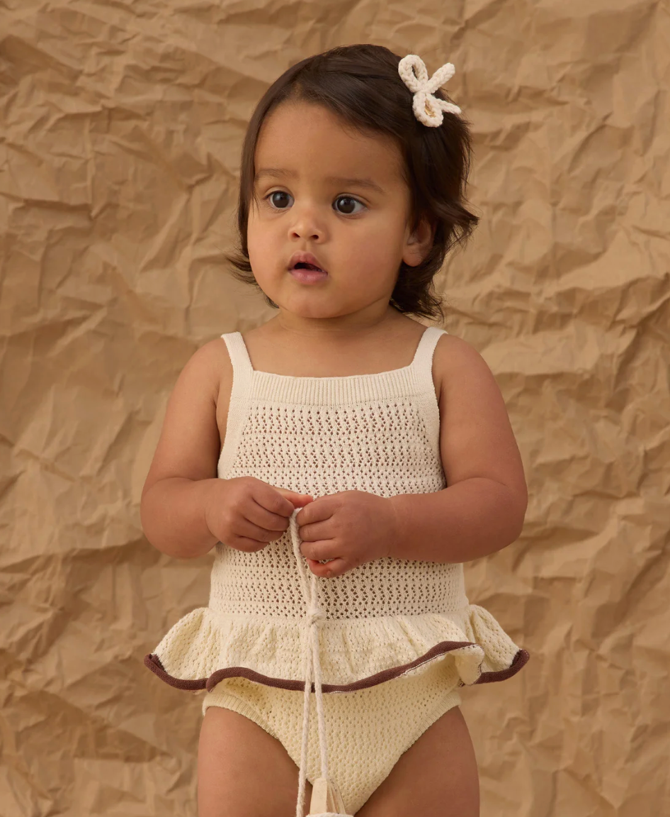Crochet Ruffle Romper - Natural