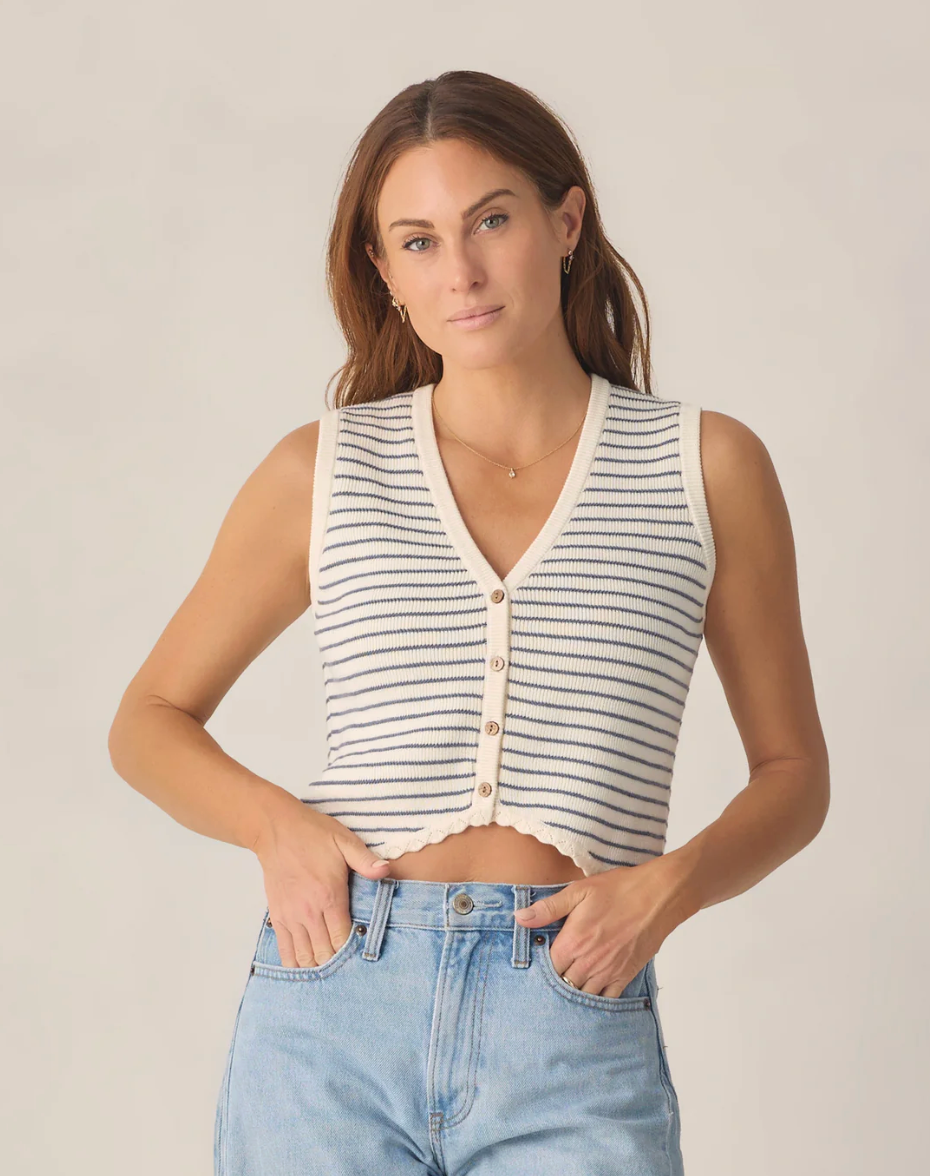 Knit Vest - Marine Stripe