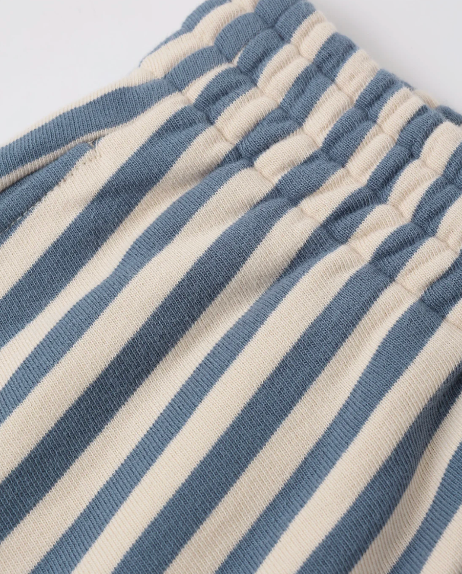 Oversized Crew And Short Set - Marine Stripe