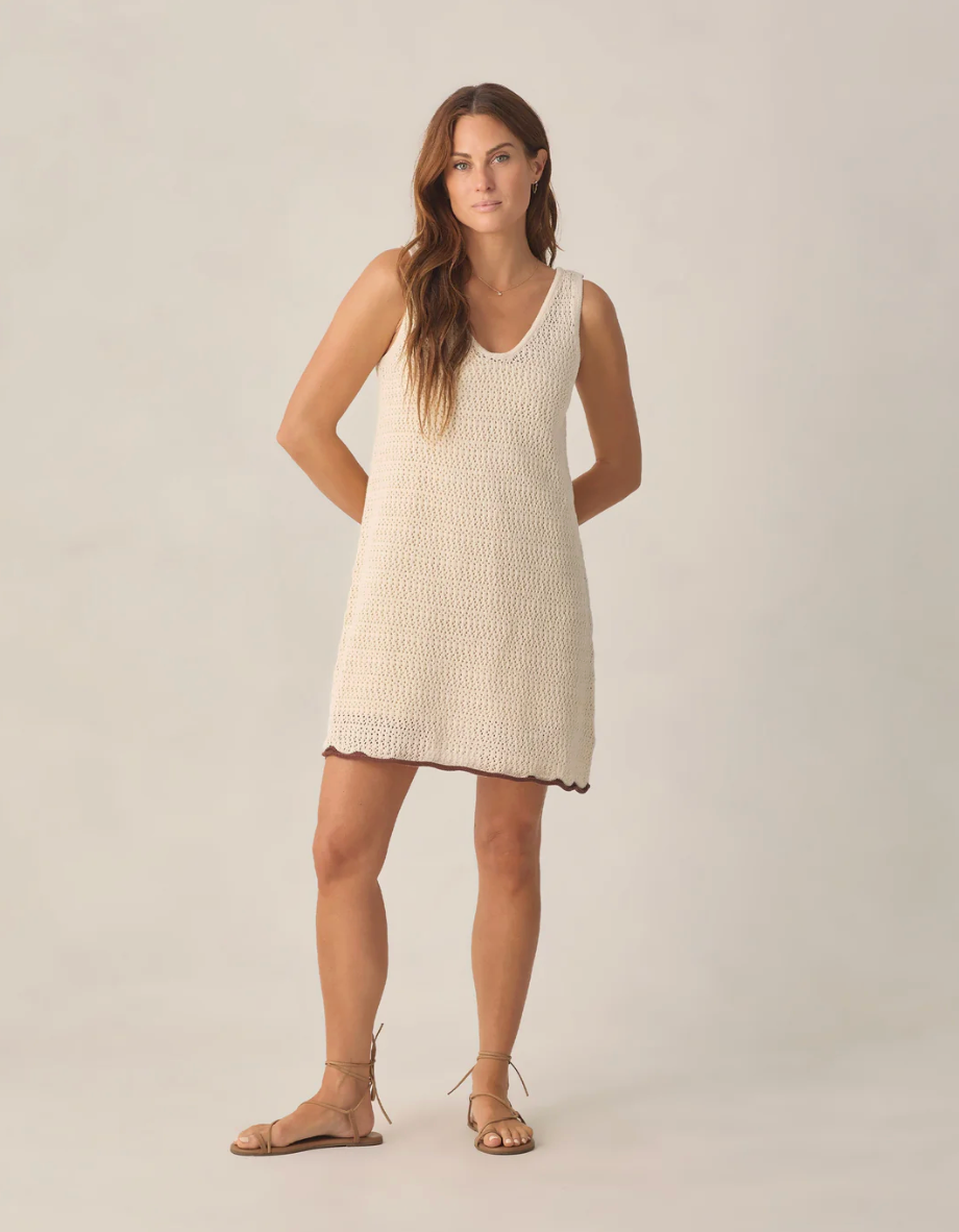Crochet Tank Mini Dress - Natural