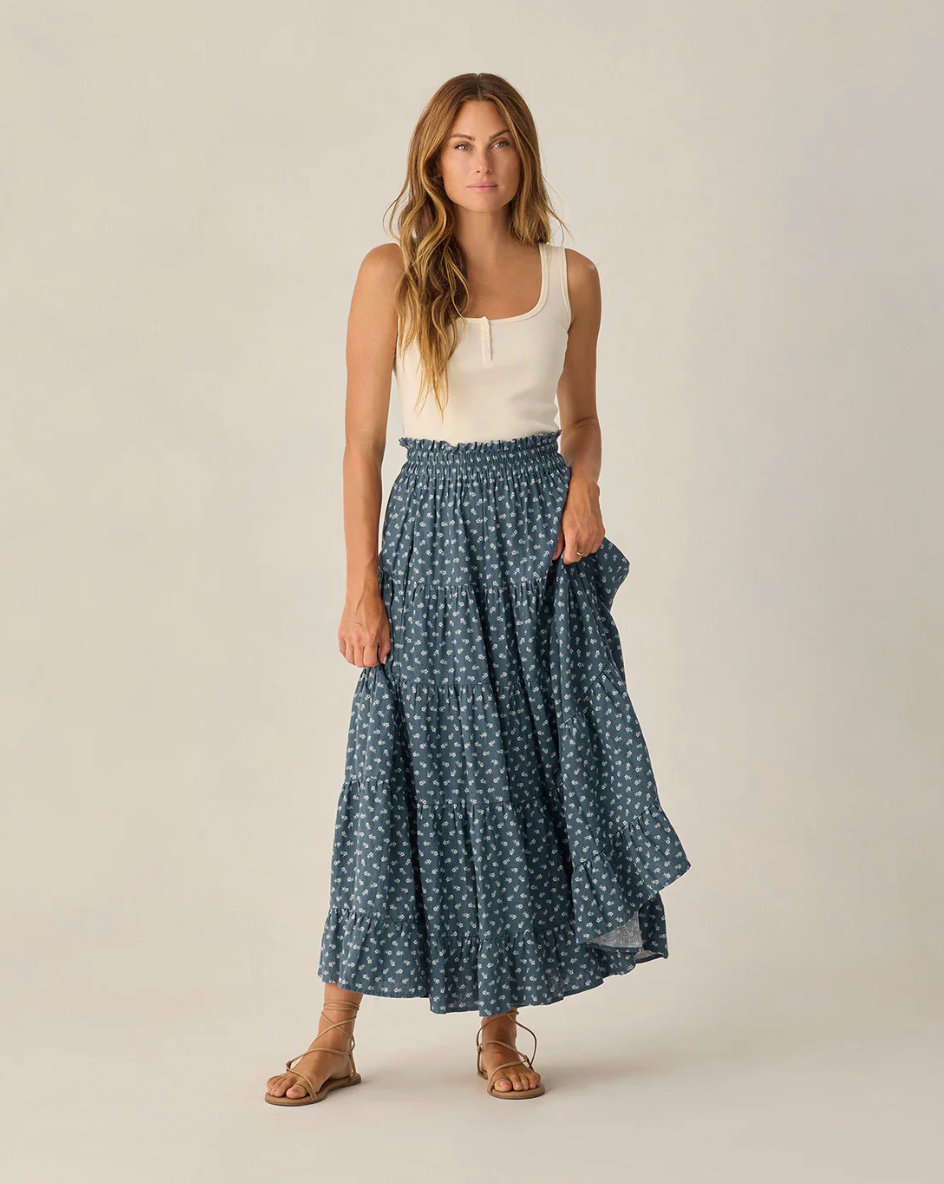 Ruffle Tiered Maxi Skirt - Ditsy