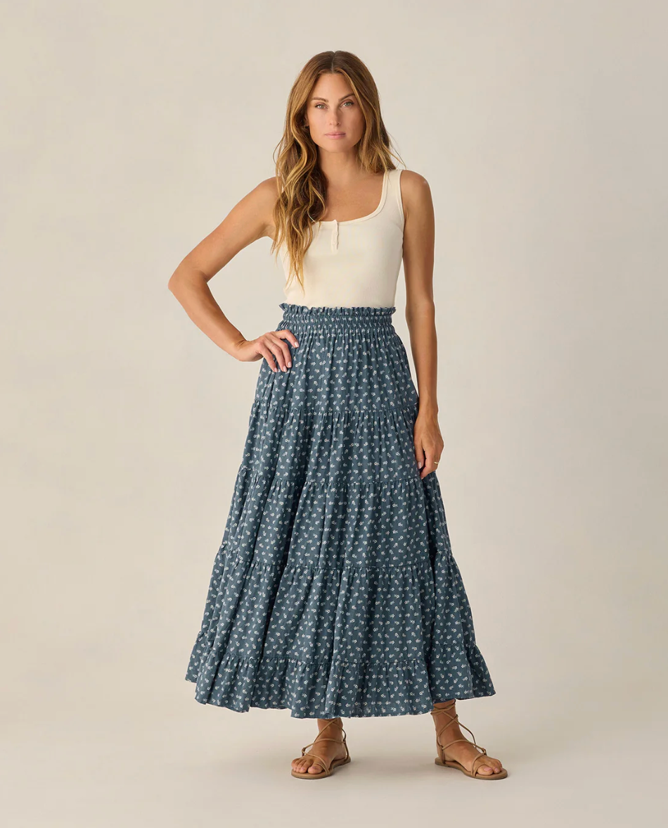Ruffle Tiered Maxi Skirt - Ditsy