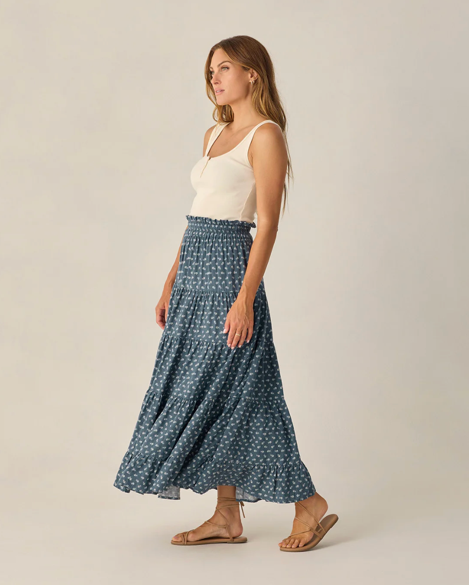 Ruffle Tiered Maxi Skirt - Ditsy