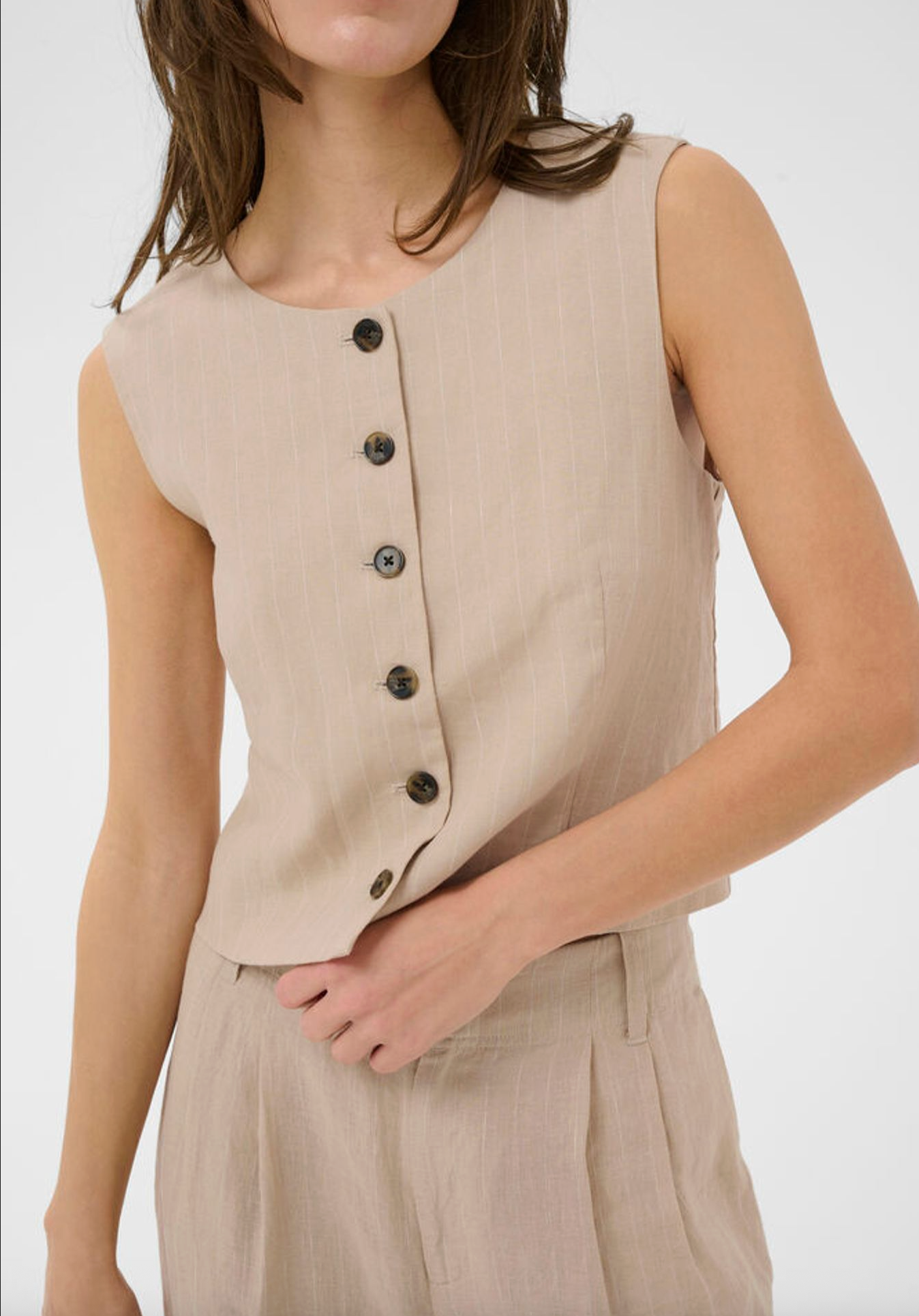 Azania Vest - Neutral Pinstripe