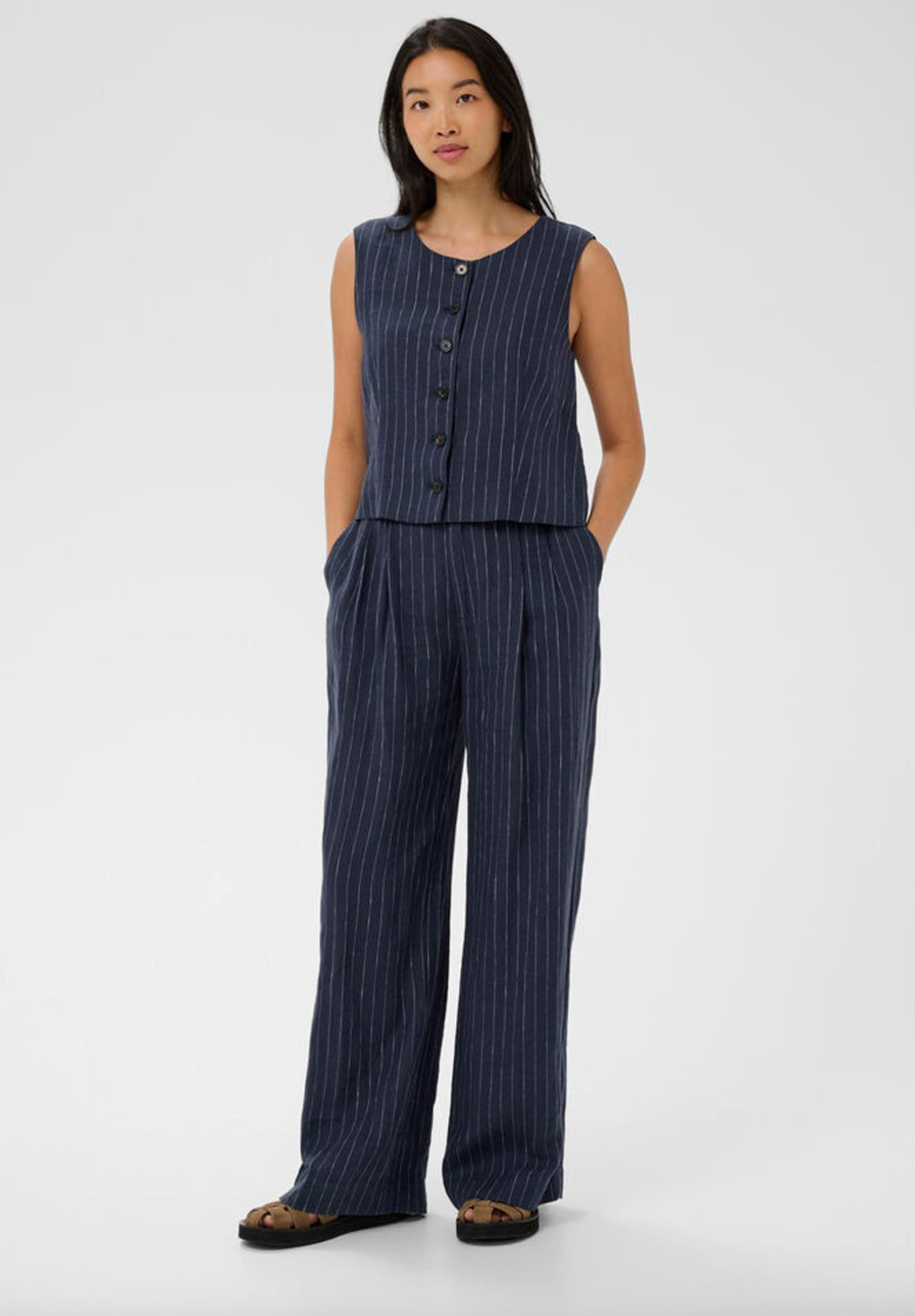 Aliya Pant - Blue Nights Pinstripe
