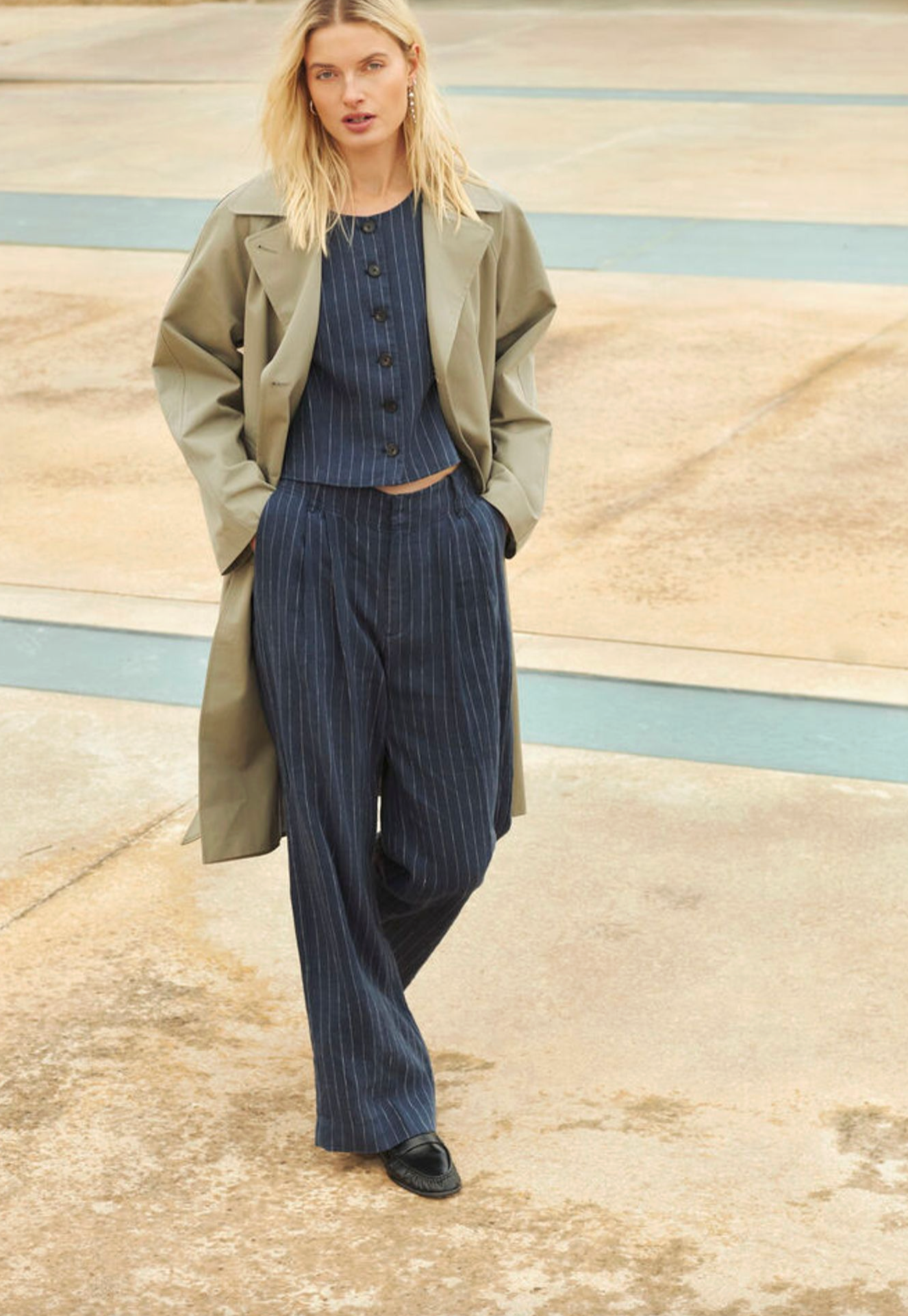 Aliya Pant - Blue Nights Pinstripe