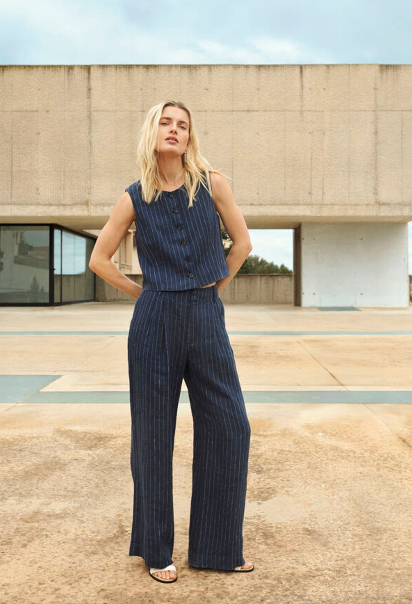 Aliya Pant - Blue Nights Pinstripe