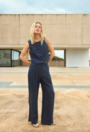 Aliya Pant - Blue Nights Pinstripe