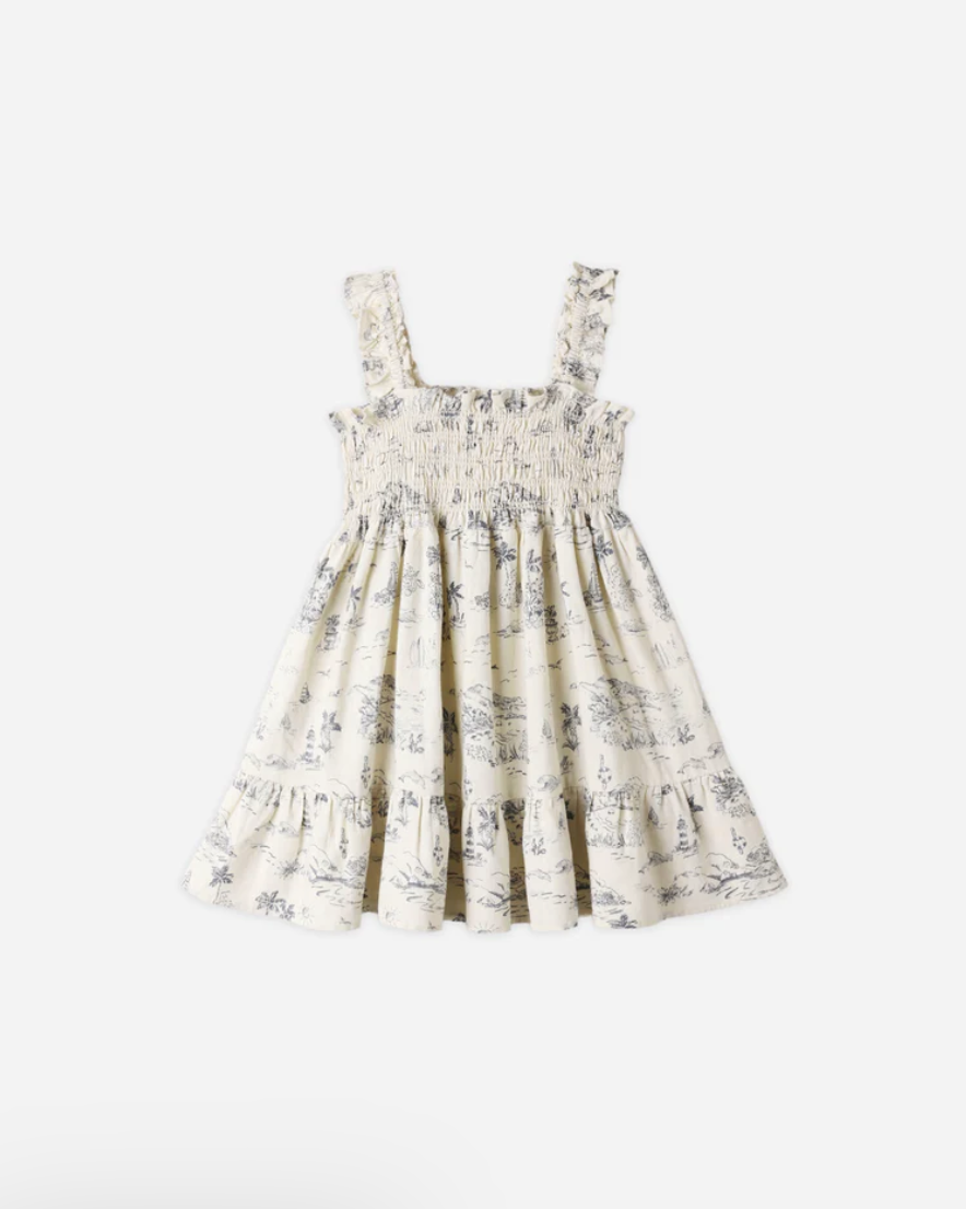 Sutton Dress - Ocean Toile