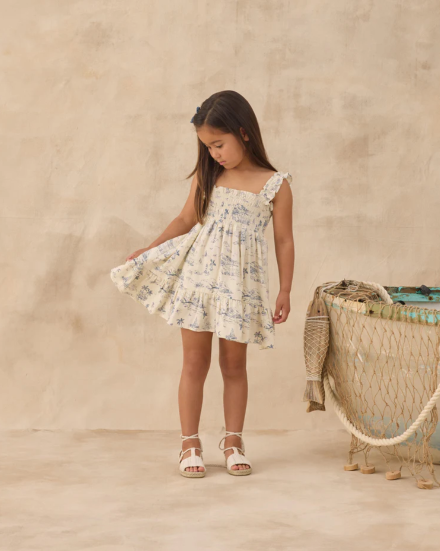 Sutton Dress - Ocean Toile