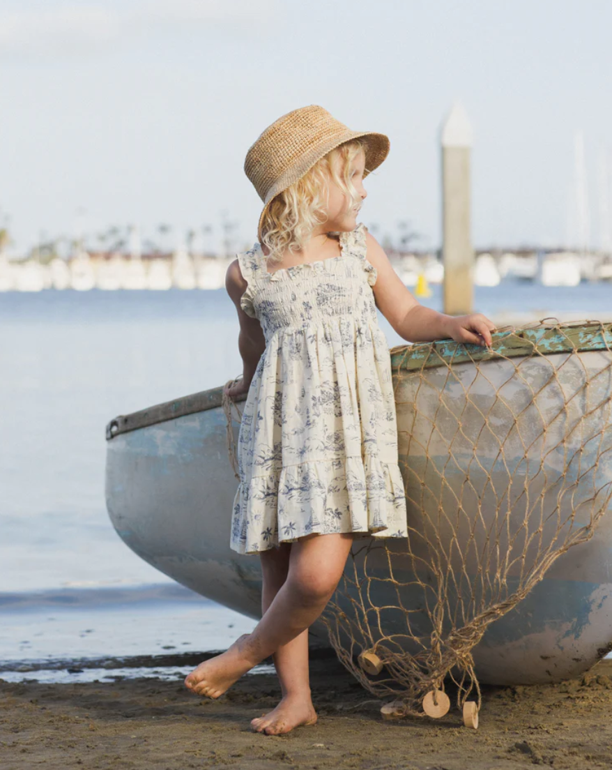 Sutton Dress - Ocean Toile