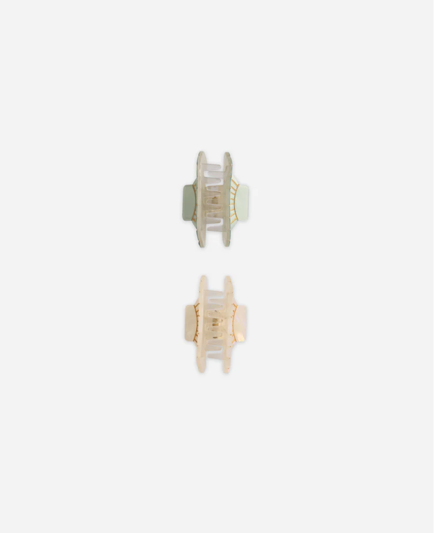 Shell Clip Set - Seafoam, Natural