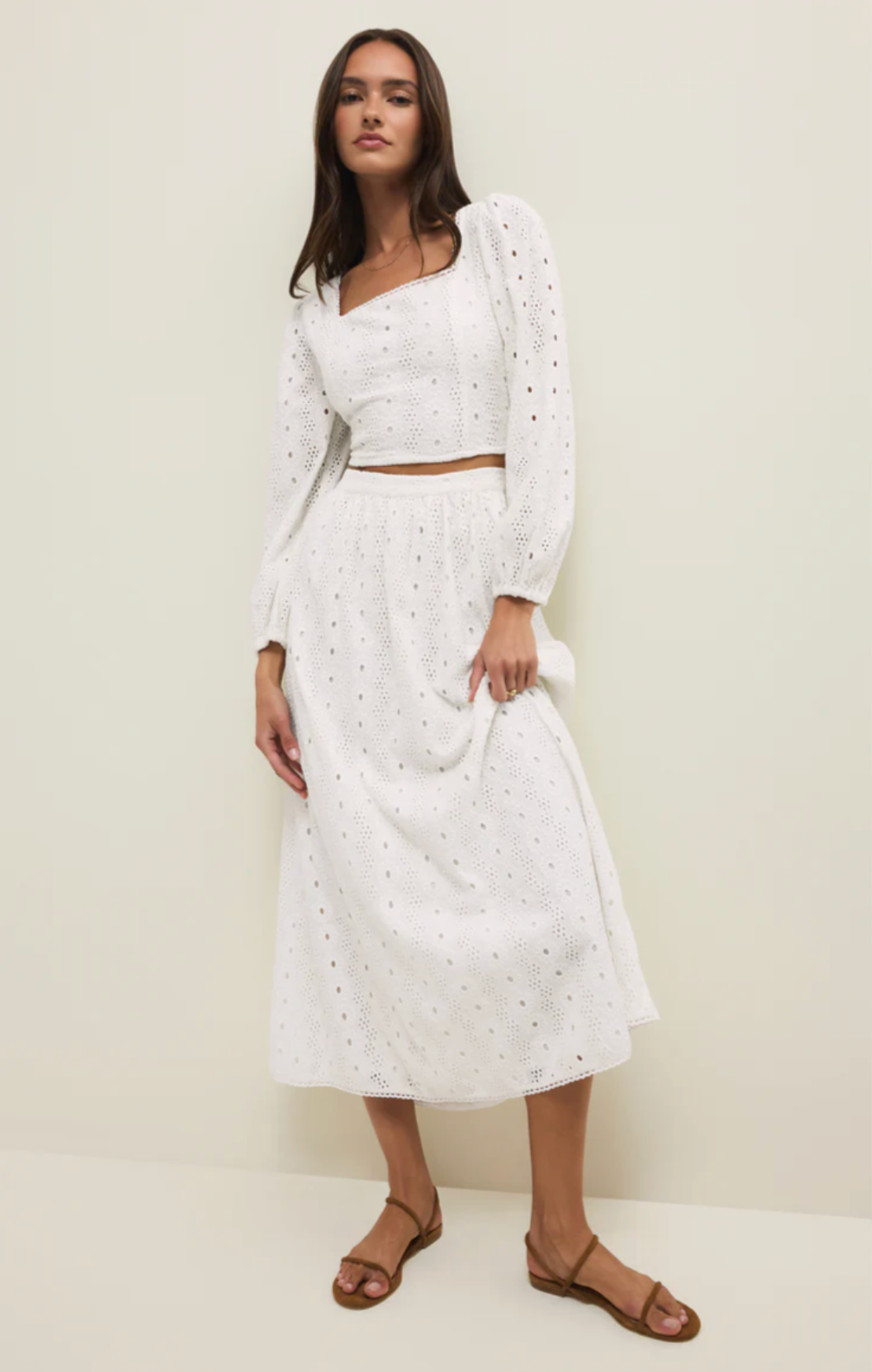 Bria Eyelet Skirt - White