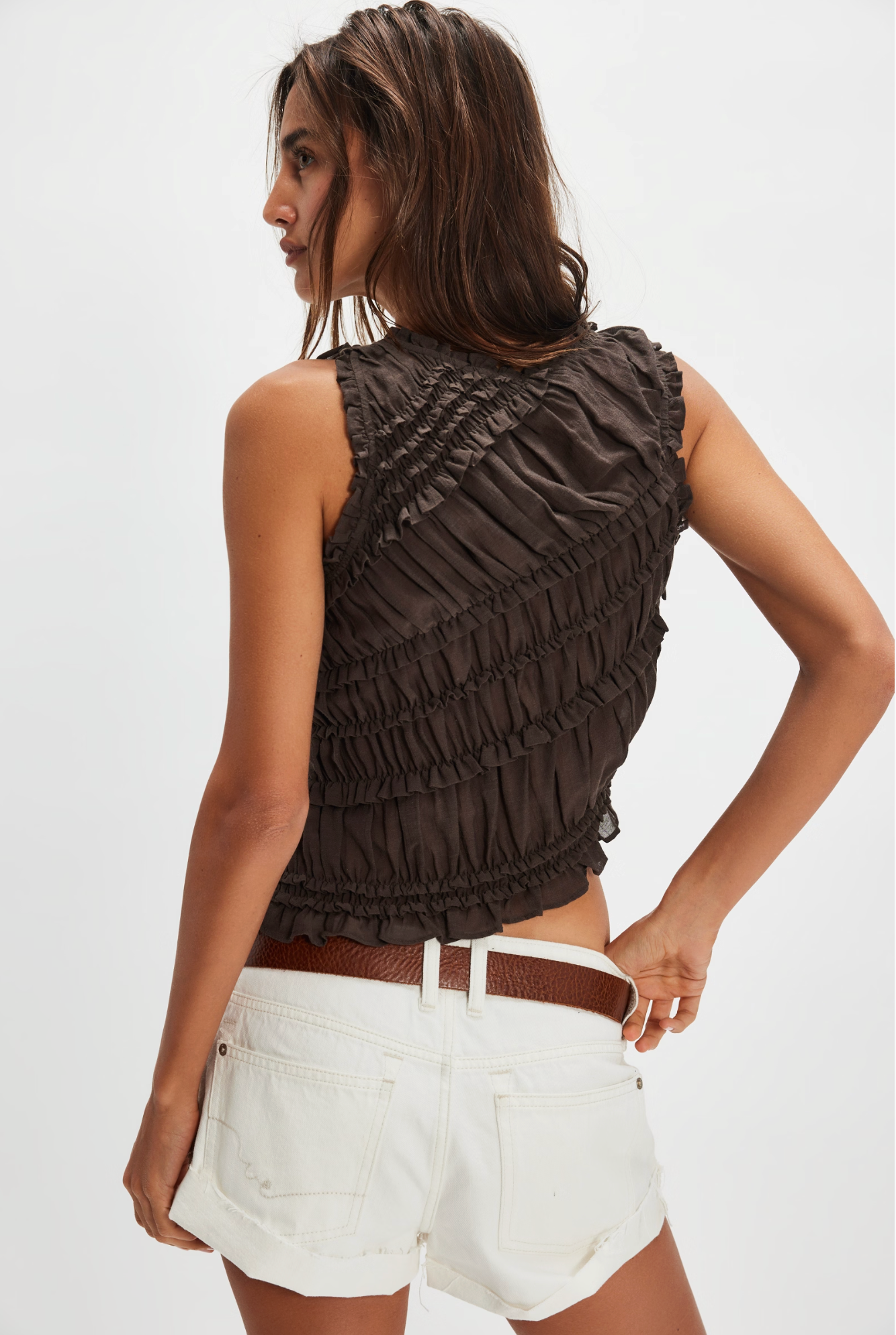 Pink Sands Smocked Top - Chocolate
