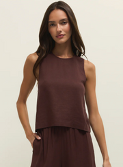 Sloane Linen Top - Chocolate Cherry