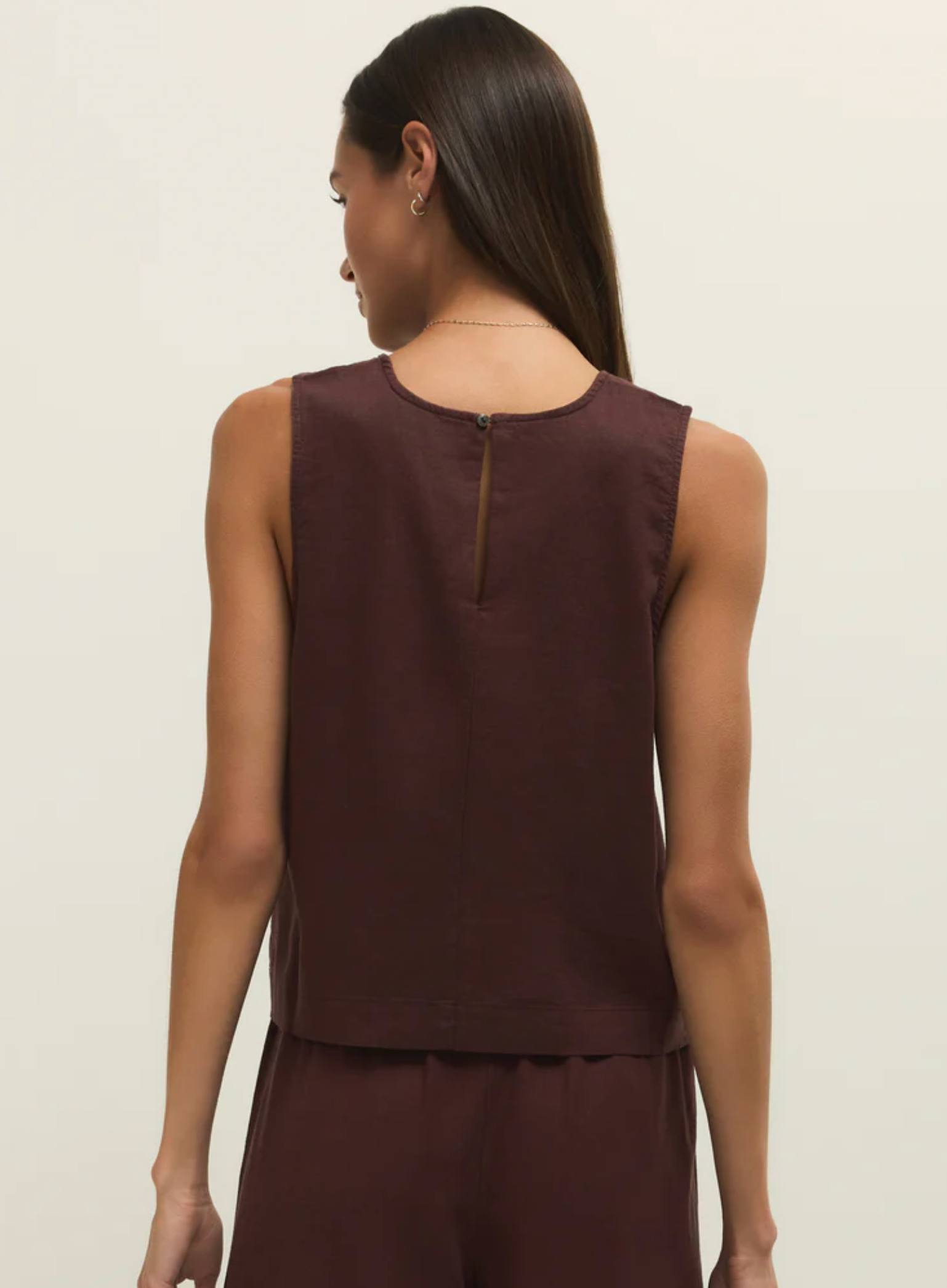 Sloane Linen Top - Chocolate Cherry
