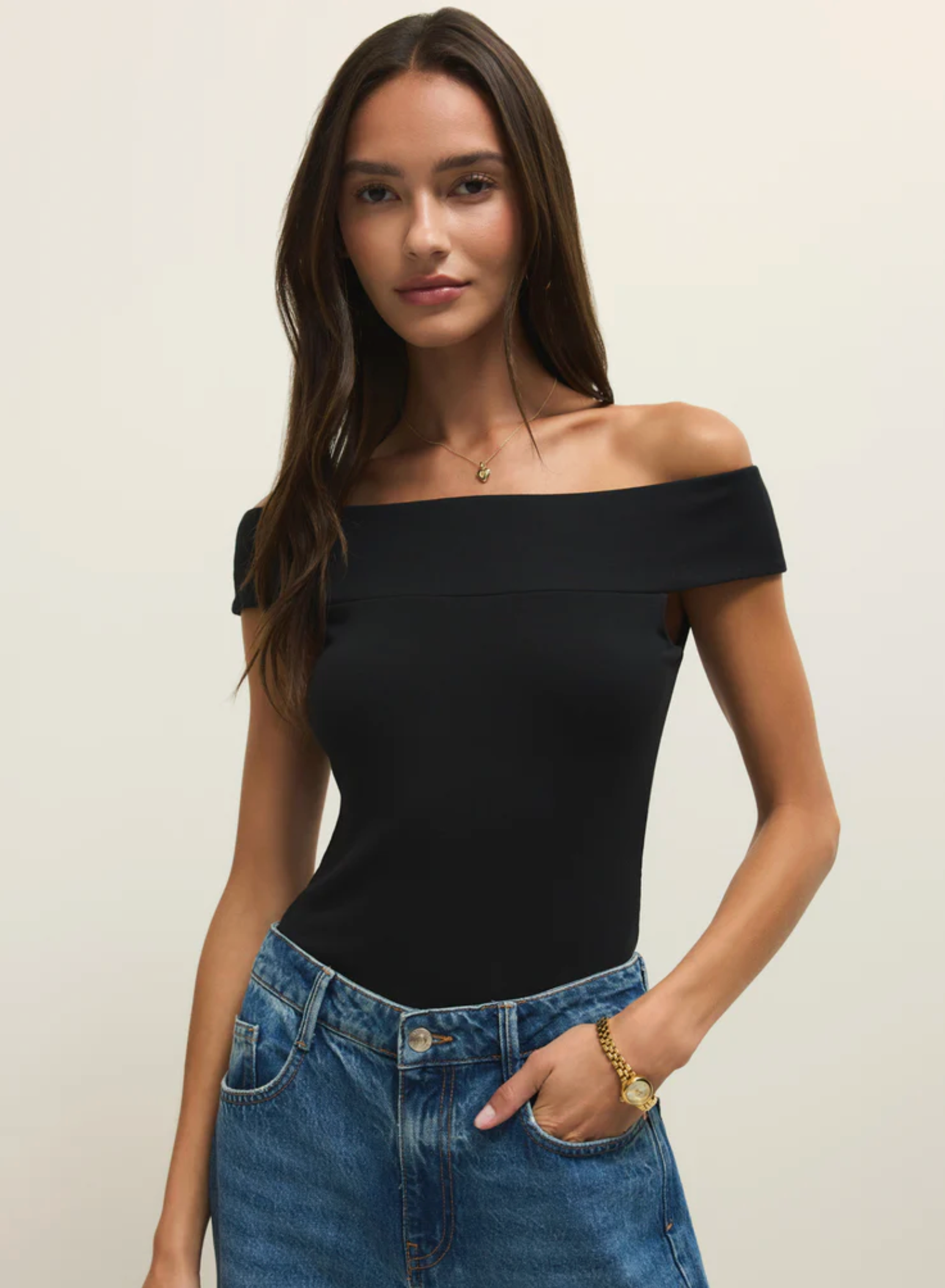 Second Skind Off Shoulder Top - Black