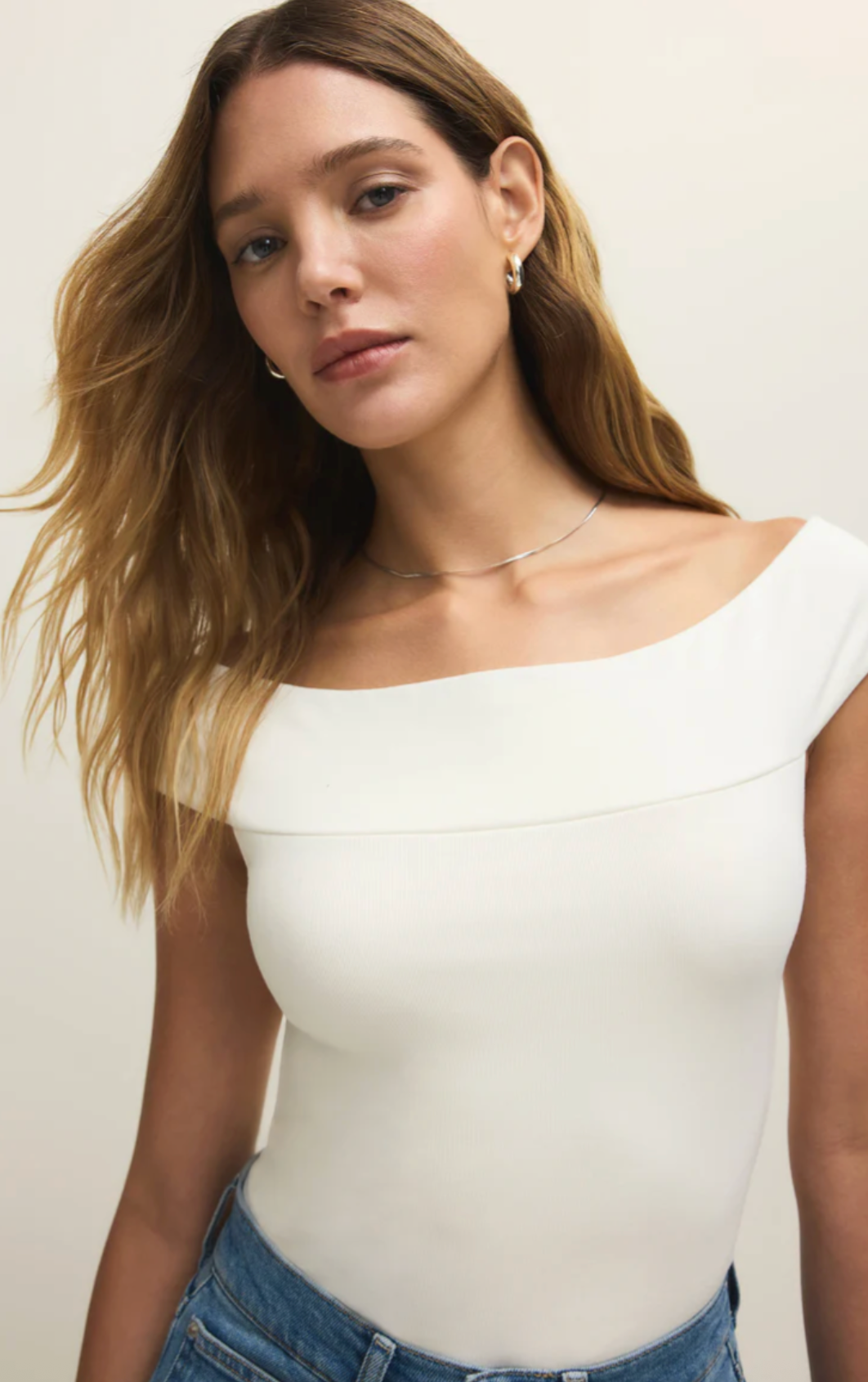 Second Skin Off Shoulder Top - Cloud