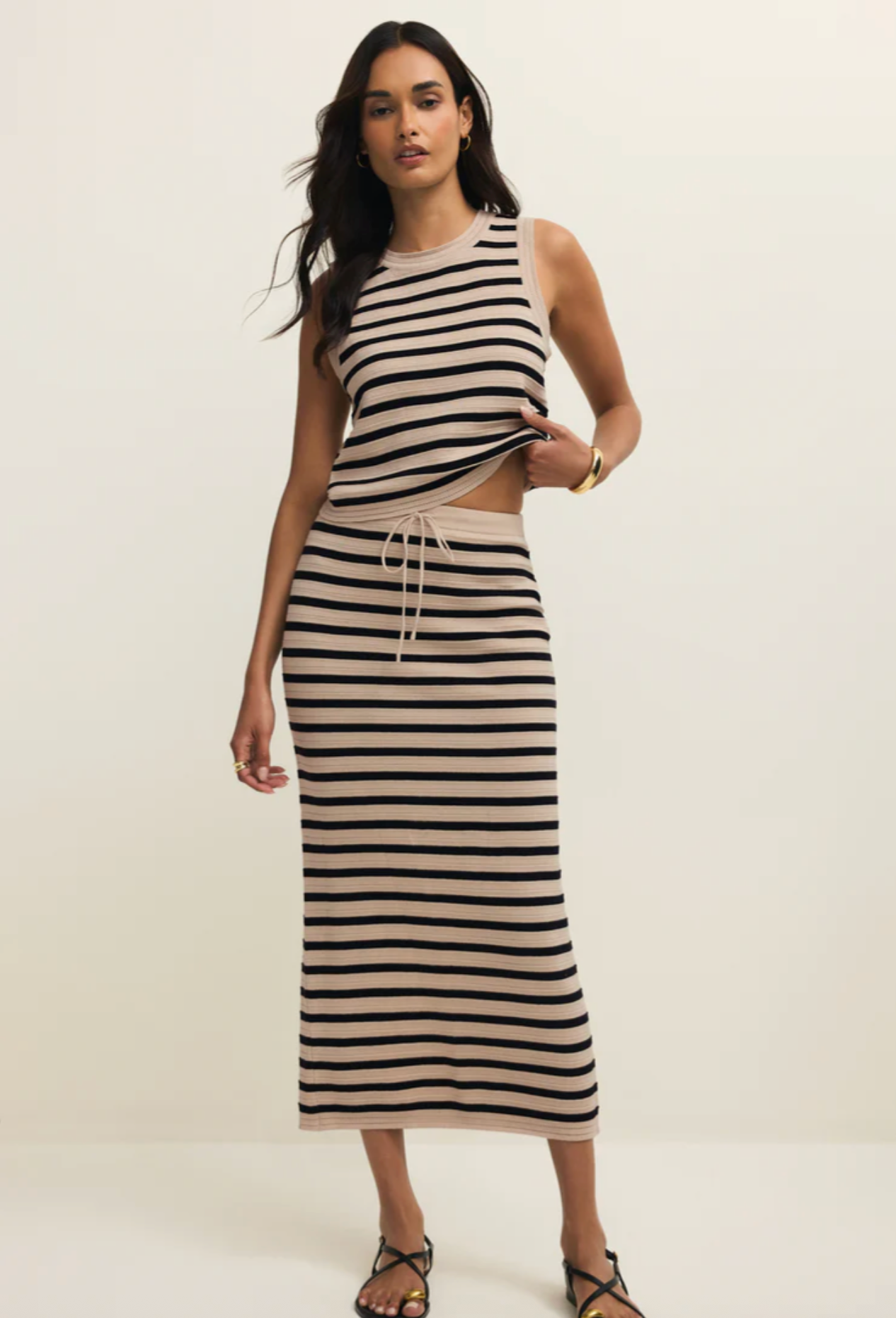 Emori Striped Skirt - Natural