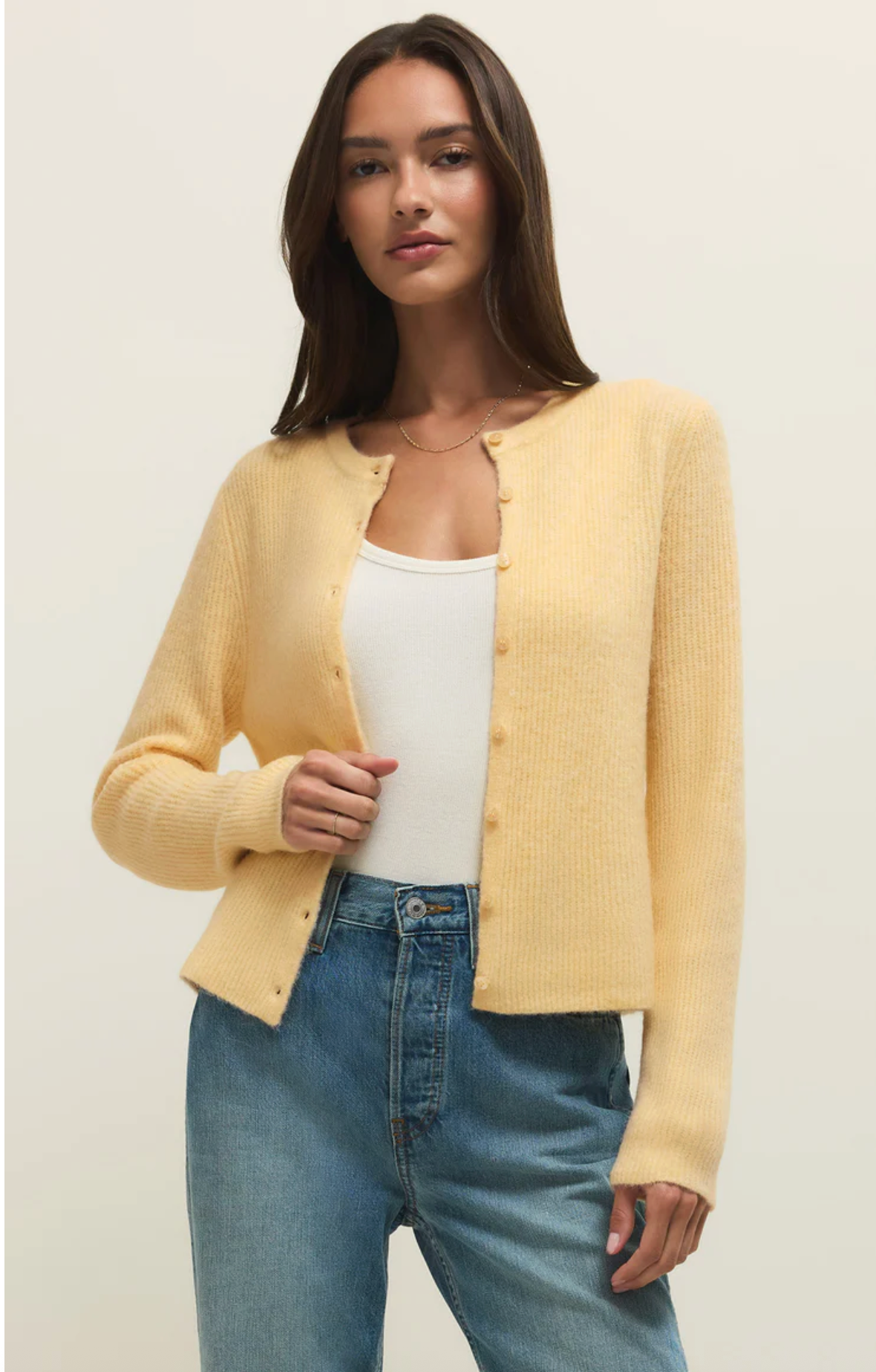 Medina Rib Cardigan - Custard