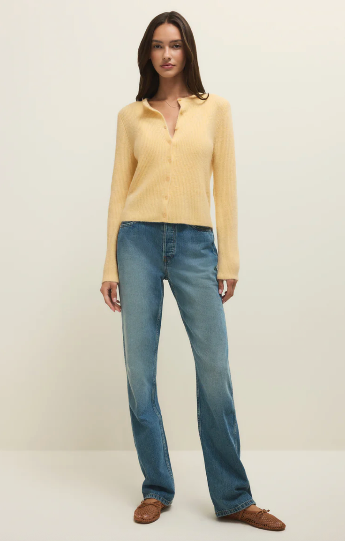 Medina Rib Cardigan - Custard