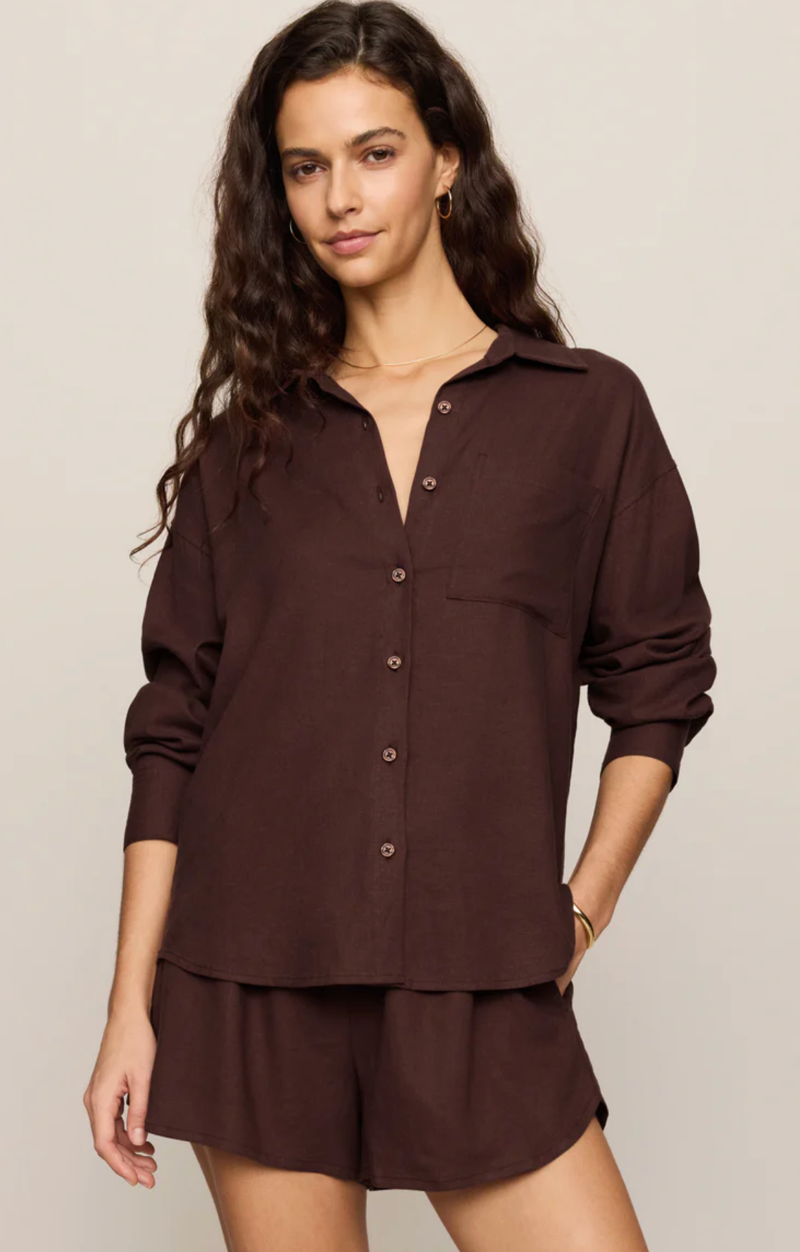 Alfie Button Up Shirt - Chocolate Cherry