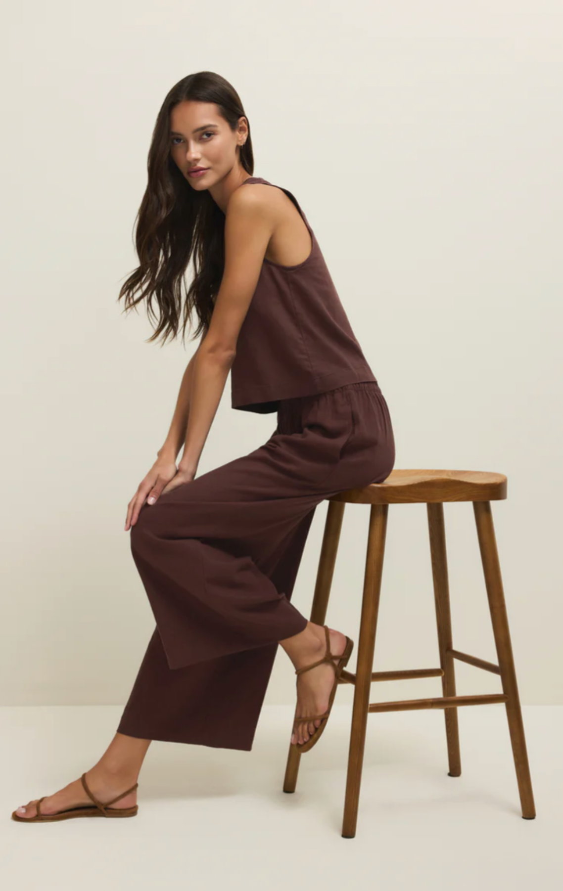 Scout Linen Pant - Chocolate Cherry