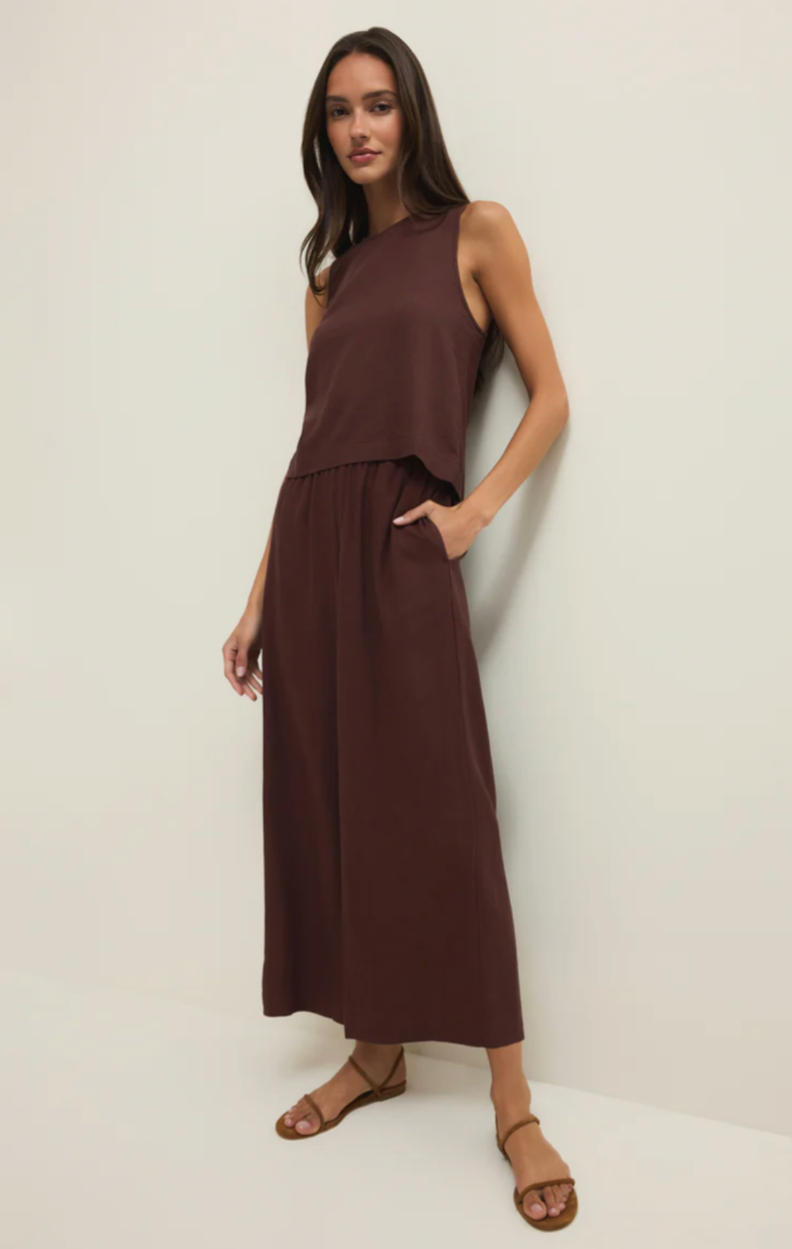 Scout Linen Pant - Chocolate Cherry