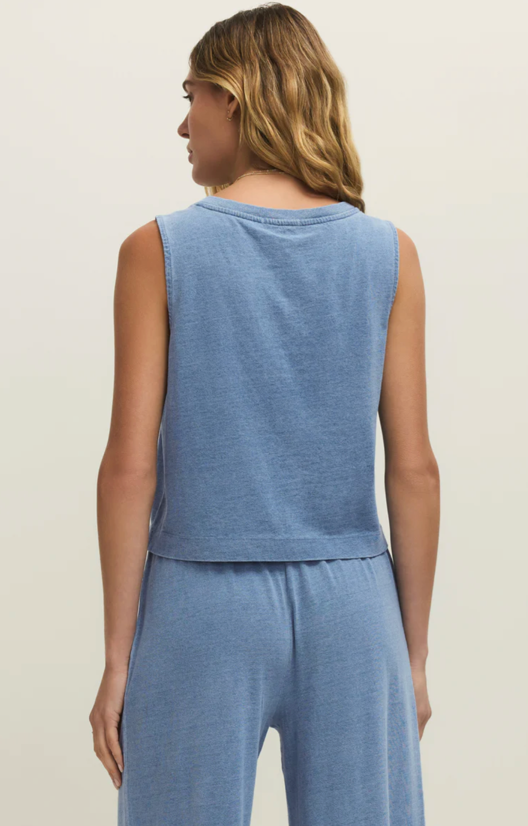 Sloane V-Neck Denim Tank - Santorini Indigo