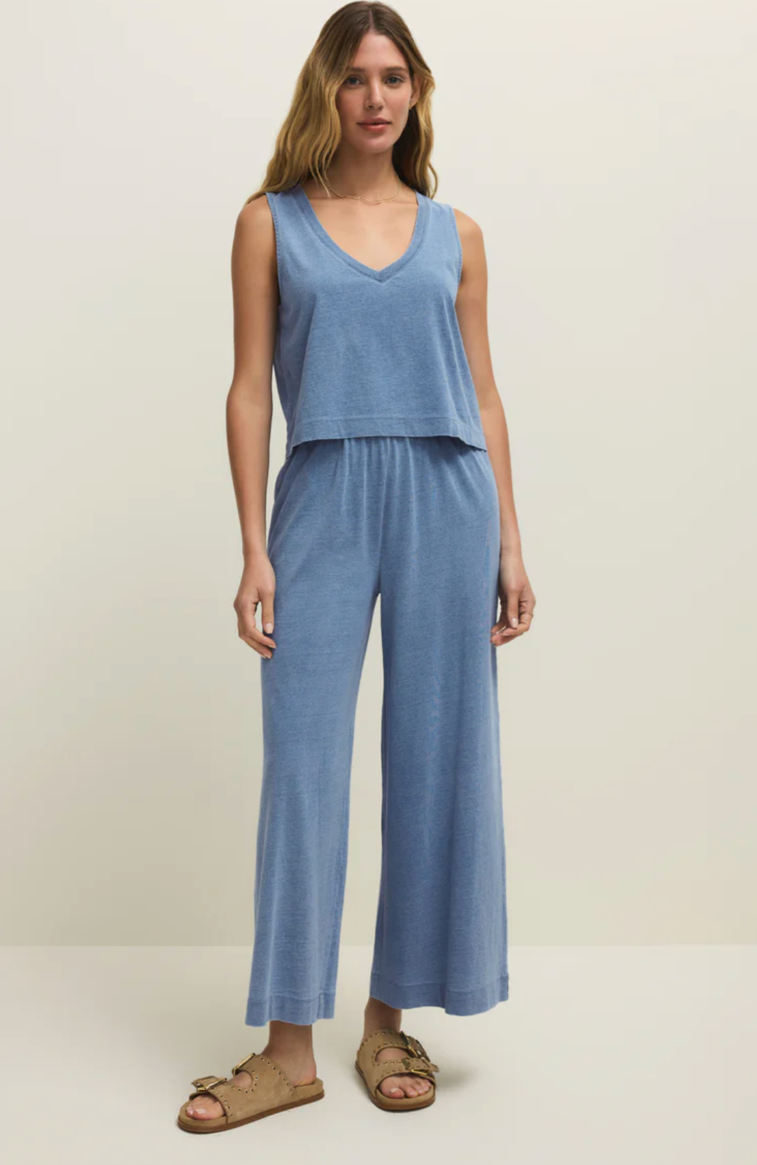 Sloane V-Neck Denim Tank - Santorini Indigo